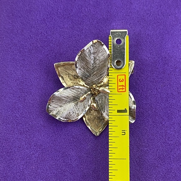 💛 Vintage 925 Gold Plated Floral Brooch - Picture 4 of 5